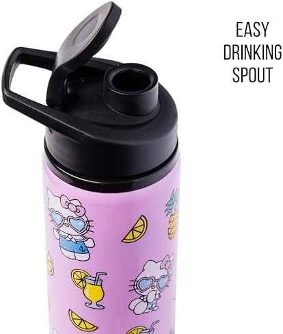 Silver Buffalo Hello Kitty Summer Style, Stainless Steel Water Bottle, 25oz