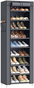 SONGMICS 10-Tier Shoe Rack with Cover, Shoe Storage Cabinet for 20 Pairs