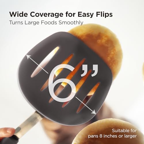 Kitchen Mama WaltzGrip Platinum Silicone Pancake Spatula Turner, Metal Gray