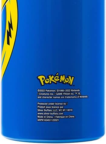 Silver Buffalo Pokémon Pikachu Bolt, Stainless Steel Water Bottle, 42oz