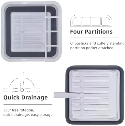 THANSTAR Collapsible Dish Drying Rack for RV Campers Portable Dinnerware Drainer Organizer for Kitchen Travel Trailer