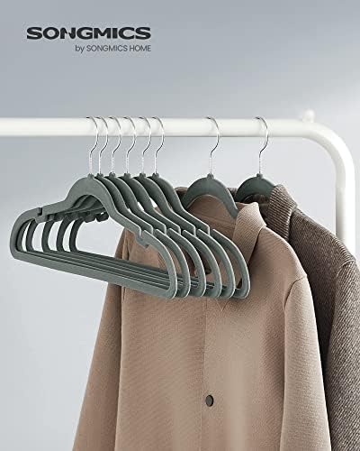 SONGMICS Velvet Hangers 50 Pack, Non-Slip Clothes Hangers with Shoulder Notches, Pants Bar, 360° Swivel Hook, Space-Saving, for Closet, Gray UCRF029G05