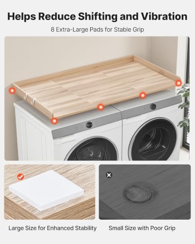 VEVOR Washer Dryer Countertop with 3 Splicing Panels, 54" x 27" Wooden Washer and Dryer Countertop with 2 Hooks, Water-Resistant Laundry Topper for Laundry Room Organization and Storage, Oak