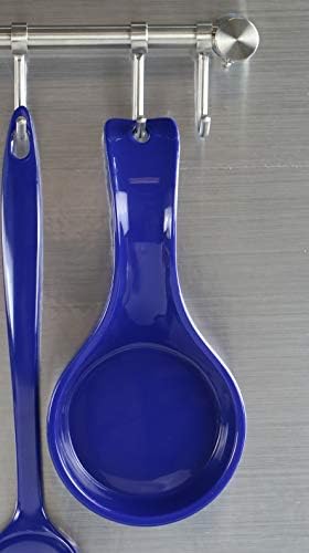 Reston Lloyd Kitchen Counter Utensil Spoon Rest, Ladles, Spaghetti Forks, & Spatulas, Durable BPA-Free Plastic – Dishwasher Safe, Décor, Space Saving Hanging Hole on Handle, Indigo
