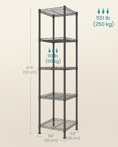 SONGMICS 5-Tier Bathroom Shelf, Storage Rack for Small Space