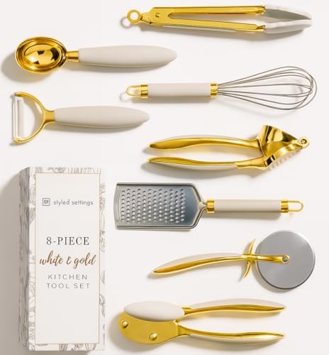 Styled Settings White & Gold Cooking Utensils Set, 8-Piece