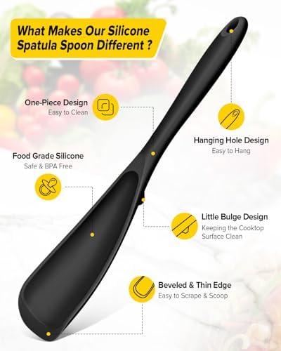 BUNDLEPRO Silicone Cooking Spoons for Nonstick Cookware, One-Piece, 2 Pack