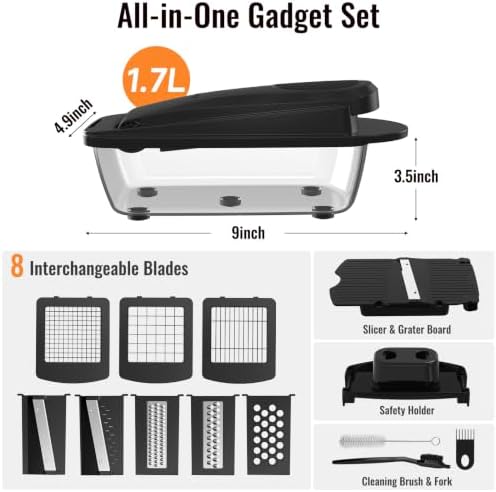 8-Blade Cook Tool & Gadget Sets, Egg Slicer Chopper Grater Set, Black