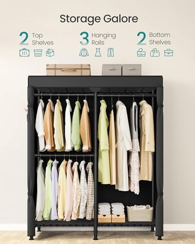 SONGMICS Closet Organizers and Storage, Clothes Rack with Shelves