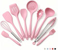 Vayvnt Cooking Utensils Set, 10PCS Non Toxic Silicone Set for Kitchen, Pink