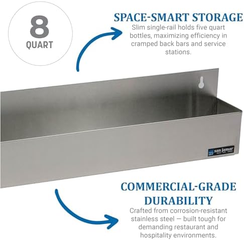 San Jamar Speed Rails with 8 Quart Capacity for Kitchen, Bar, And Restaurants, Stainless Steel, 32.25 Inches, Silver