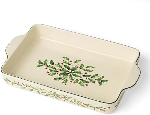 Lenox Holiday Stoneware Large Rectangular Christmas Baking Dish