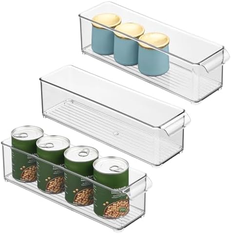 iDesign Stackable Fridge Storage Bin with Handle, Set of 3, Clear