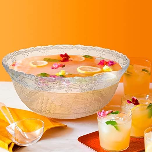 S.G Premium Quality 2 Gallon / 8 Quart Clear Plastic Punch Bowl - Image 7