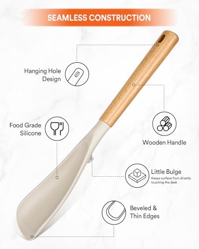 Badiano Silicone Cooking Spoon for Nonstick Cookwares, Multi-function,13.4"