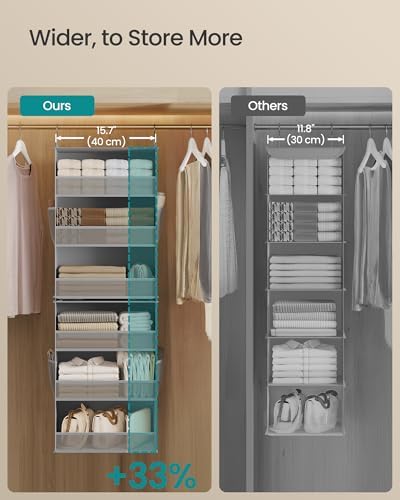 SONGMICS Widened Hanging Closet Organizer, 6-Tier, Separable，2 Pack