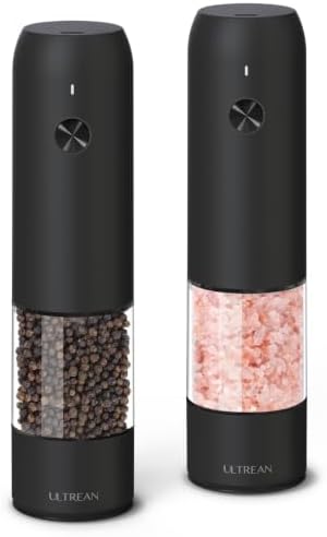 Ultrean Electric Salt and Pepper Grinder Set, Rechargeable,Matte Black