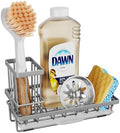 SWTYMIKI Sink Caddy Sponge Holder - Kitchen Sink Organizer with High Brush Holder for Countertop to Hold Dish Soaps and Sponges, Stainless Steel, Gray