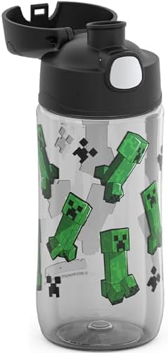 THERMOS FUNTAINER 16oz Plastic Bottle with Spout Lid, Minecraft