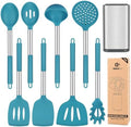 Silicone Kitchen Utensils Set, 8Pcs Cooking Utensils with Holder, Blue