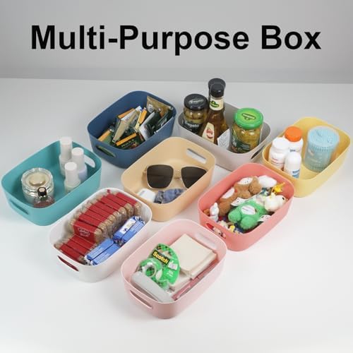 ZEXALOR 8 Pack Small Drawer Organizer Bins, Plastic Storage Bins Storage Containers for Kitchen Pantry Bathroom Cabinet Organization and Storage Bin Organizing Boxes
