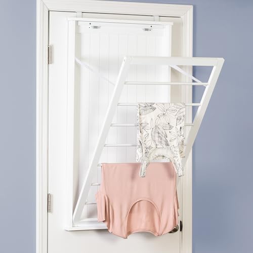 Honey-Can-Do Wall-Mount Wooden Clothes Drying Rack, 30 lb, White