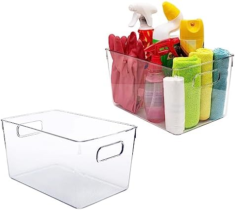 Clear storage organizer bins, Kitchen Cabinet Organizers and Storage Baskets Pantry Fridge Containers for Organizing Cabinet Organization Perfect for, Foods, Snacks, Chips, Vitamin, Spices, Makeup