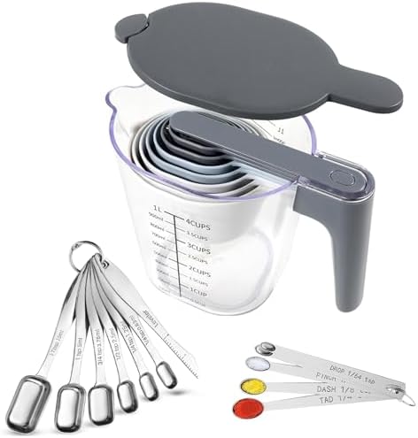 22-Pc Stackable Measuring Cups and Spoons Set with Lid