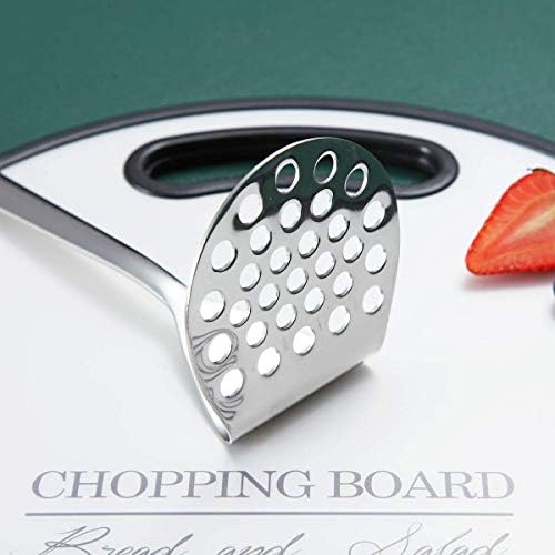 Stainless Steel Potato Masher, Berglander Heavy Duty Metal Potato Ricer, Food Masher Utensil Hand Masher, Vegetables Fruits Versatile Masher, Heat Resistant, Dishwasher Safe, Easy to Clean