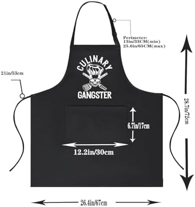Funny Aprons for Men with Pockets, Mens Apron for Grilling Cooking BBQ Chef Kitchen, Birthday Gifts for Husband Dad Him Halloween Fathers Day Thanksgiving Christmas, Black