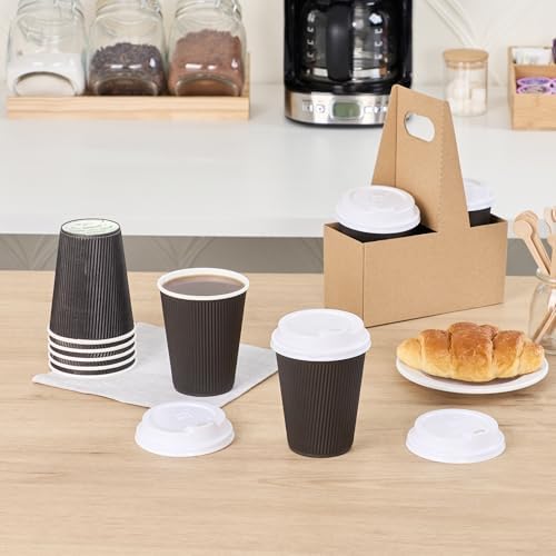 Restaurantware LIDS ONLY: 25-CT Disposable White Lid for Coffee and Tea Cups - Fits 8, 12, 16, 20-OZ Cups: Perfect for Coffee Shops, Juice Shops, and Takeout (Pack of 2)