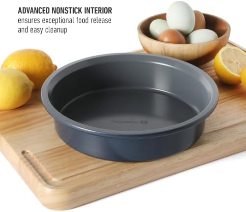 Calphalon Legacy 10-Pieces Nonstick Bakeware Set PFOA-Free, Baking Sheet Set, Carbon Steel Bakeware Pans Collection, High-Heat Oven Safe, for Cookies, Cakes, and Muffins -Blue/Grey Interior