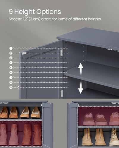 VASAGLE 4-Tier Shoe Cabinet, Farmhouse Freestanding Storage Organizer