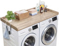 VEVOR Washer Dryer Countertop with 3 Splicing Panels, 54" x 27" Wooden Washer and Dryer Countertop with 2 Hooks, Water-Resistant Laundry Topper for Laundry Room Organization and Storage, Oak