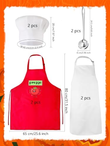 8 Pcs Pregnant Chef Couples Costume Set 2 Preggo Sauce Jar Apron 2 Cook Apron Chef Apron with 2 Hat and 2 Soup Spoon for Couples