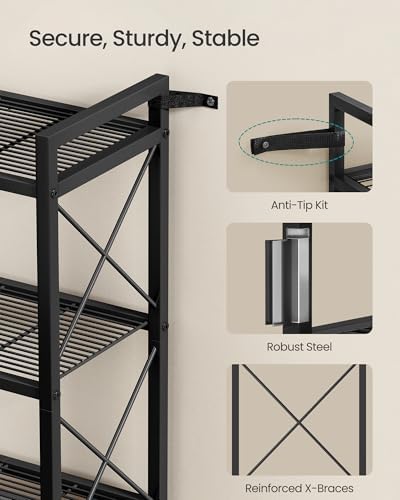 SONGMICS 4-Tier Steel Storage Rack, Shelving Unit with X Side Frames