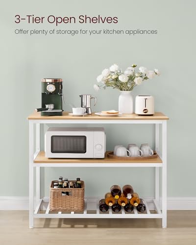 VASAGLE Kitchen Island with 3 Shelves, Storage Cabinet, Steel Structure