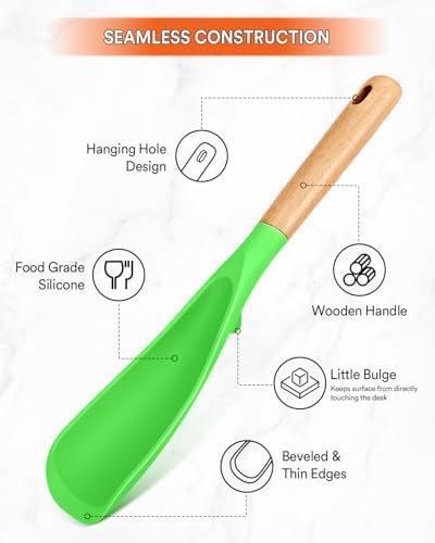 Badiano Silicone Cooking Spoon for Nonstick Cookwares, Multi-function,11.4"