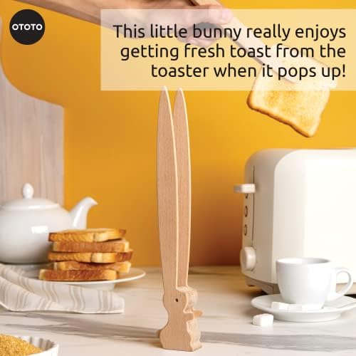 OTOTO Bernie Bunny Toaster Tongs - Rabbit, Salad Servers - Multipurpose Mini Tongs for Appetizers, Wood Utensils & Cute Kitchen Gadgets, Easter, White Elephant Gifts, Toast, Cute Kitchen Accessories