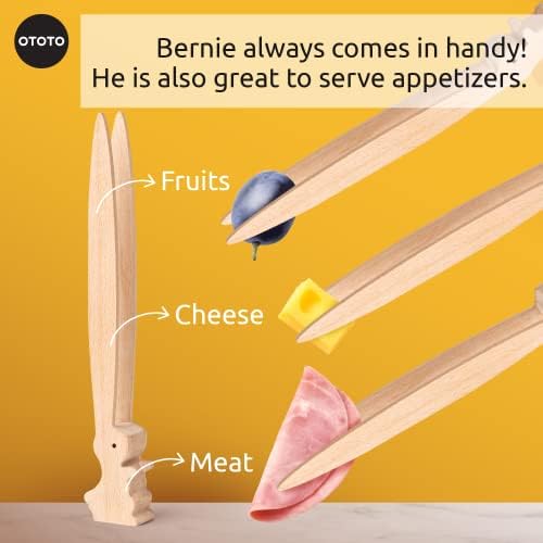 OTOTO Bernie Bunny Toaster Tongs - Rabbit, Salad Servers - Multipurpose Mini Tongs for Appetizers, Wood Utensils & Cute Kitchen Gadgets, Easter, White Elephant Gifts, Toast, Cute Kitchen Accessories