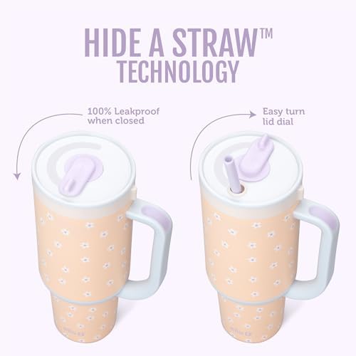 Ello Oasis 40oz Insulated Stainless Steel Tumbler with Straw, Daisies