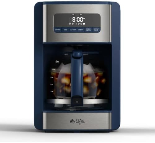 Mr. Coffee® 12 Cup Coffee Maker, Programmable Coffee Maker with Strong Brew and Iced Coffee Brew Settings, Small Batch Setting for 1 to 4 Cups, Abyss Blue