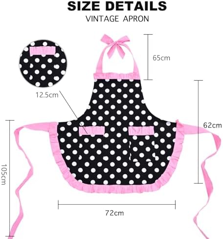 Violet Mist Vintage Apron Pockets Women Cute Polka Dot Retro Stylish Apron