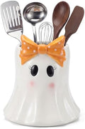 Yungyan Ceramic Bow Ghost Utensil Holder for Kitchen Halloween Accessories