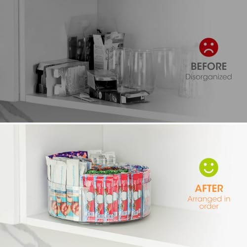 AIEVE Extra Large Drink Packet Organizer, 360° Lazy Susan Rotating Turntable for Larger Powder Drink Mix, Hydration Packets Acrylic Pantry Organizers for Kitchen Storage Organization