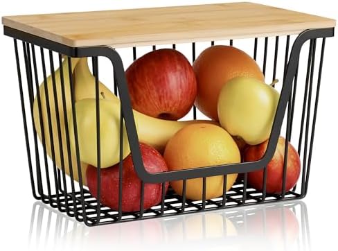 1 Pack Fruit Basket for Kitchen Counter, Stackable Pantry Organizers Storage, Large Wire Storage Basket Suitable for Storing Fruits, Onions, Potatoesand Vegetables