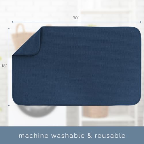 S&T INC. Dish Drying Mat, 18" x 30", Jumbo, Navy
