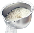 DOPMEP Rice Washer Strainer Bowl Stainless Steel Colander with Side Drainer