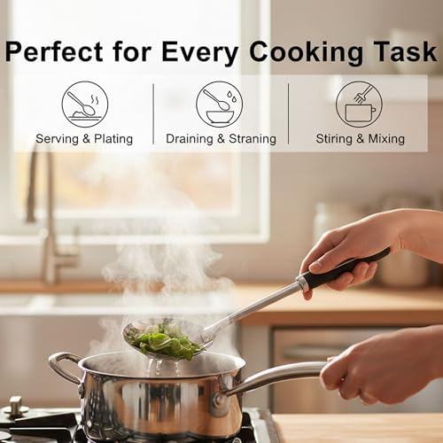 Stainless Steel Cooking Utensils Set with Ergonomic Handles.5-Piece
