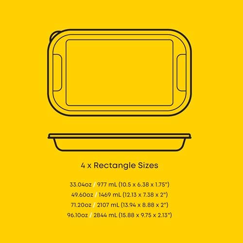 JoyJolt 8-Piece Borosilicate Glass Oven Dishes with Powder Blue Lids, Rectangle Deep Glass Baking Dish Set, Baking Pans for Lasagna Casserole Cake, Bakeware Set, Freezer to Oven Tray to Dishwasher